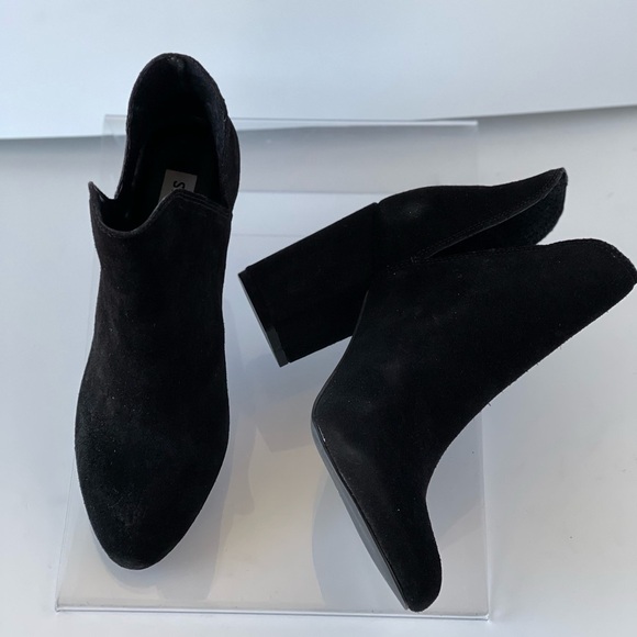 Steve Madden Black Suede Bootie Rookie Cut-out ankle boots Chunky Block Heels, 6 - Picture 5 of 10